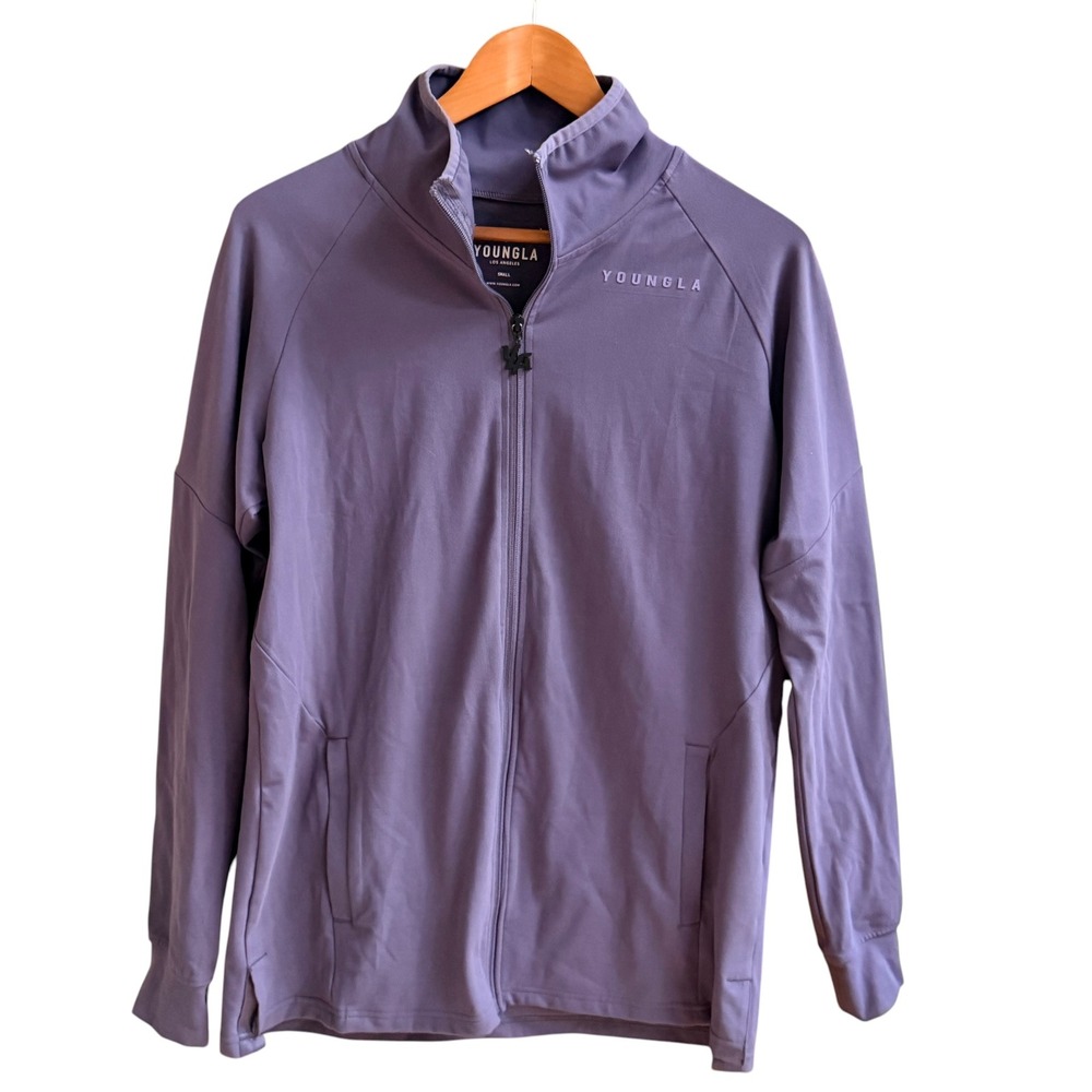 YoungLA Jacket Womens Small Purple Full Zip Mock Neck Athletic Gym Performance